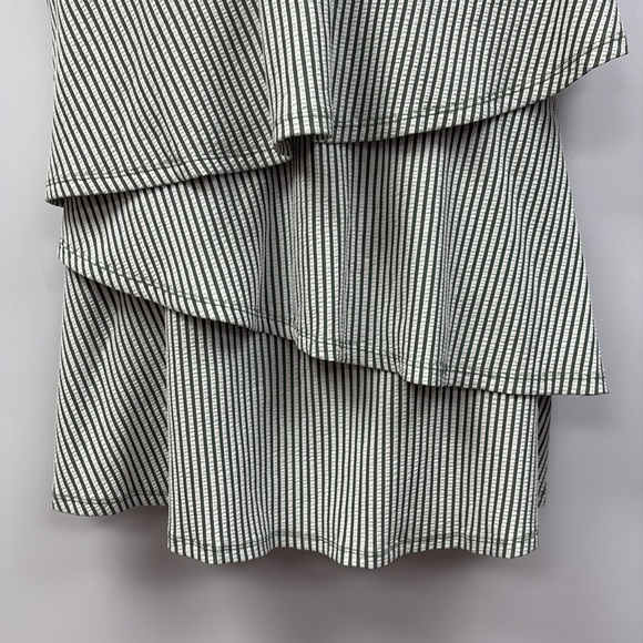 NWOT Lane Bryant Cacique Seersucker Striped Ruffle Tankini Swim Top Green 16 - Picture 3 of 8